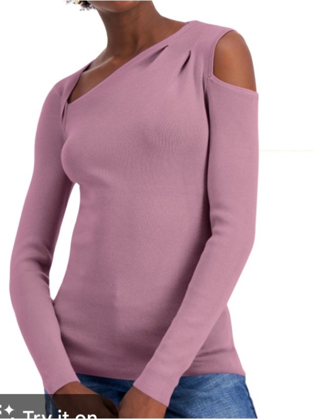 INC International Concepts Mauve Pink Off-Shoulder Cold-Shoulder Sweater